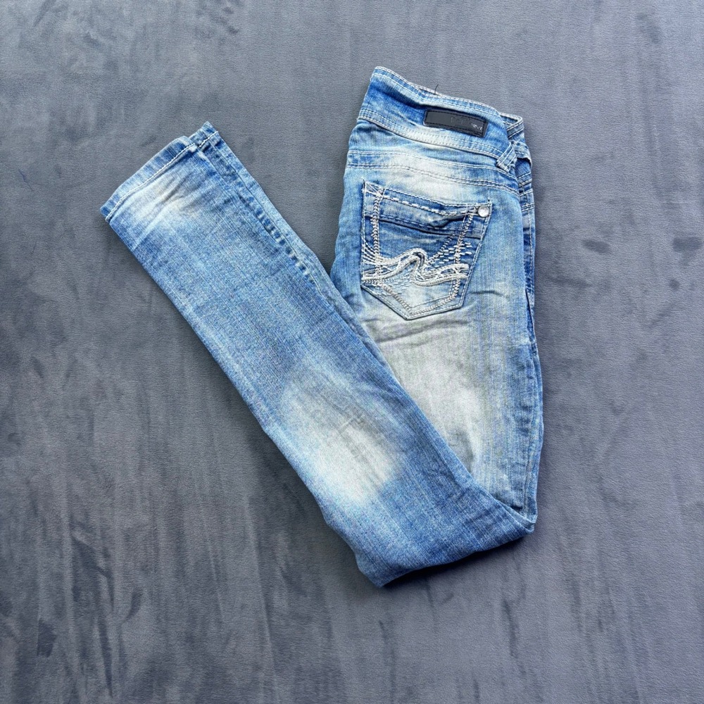 WallFlower Luscious Curvy Skinny Jeans Light Wash Low Rise Size 0 Stretch Denim